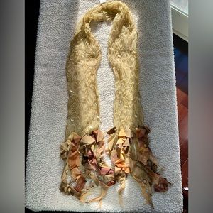 Mary France Sheer Beaded Ruffled Rustic Scarf